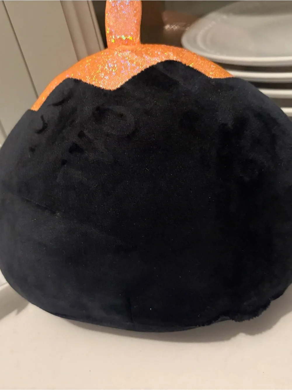 Black and Orange Pumpkin Plush Decorative Pillow - Halloween Accent